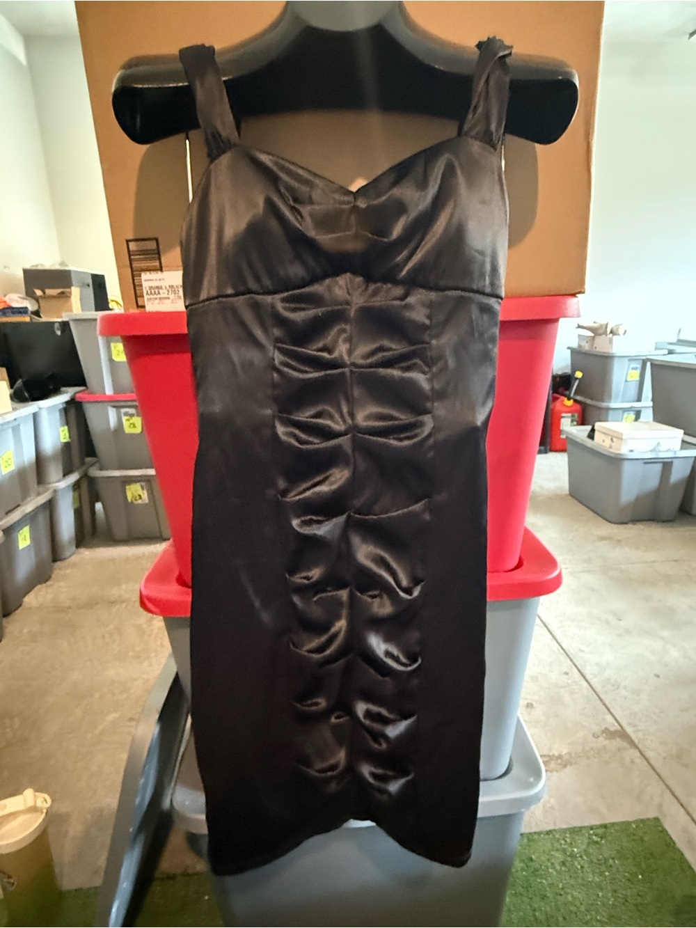 Black Satin Ruched  Dress p76